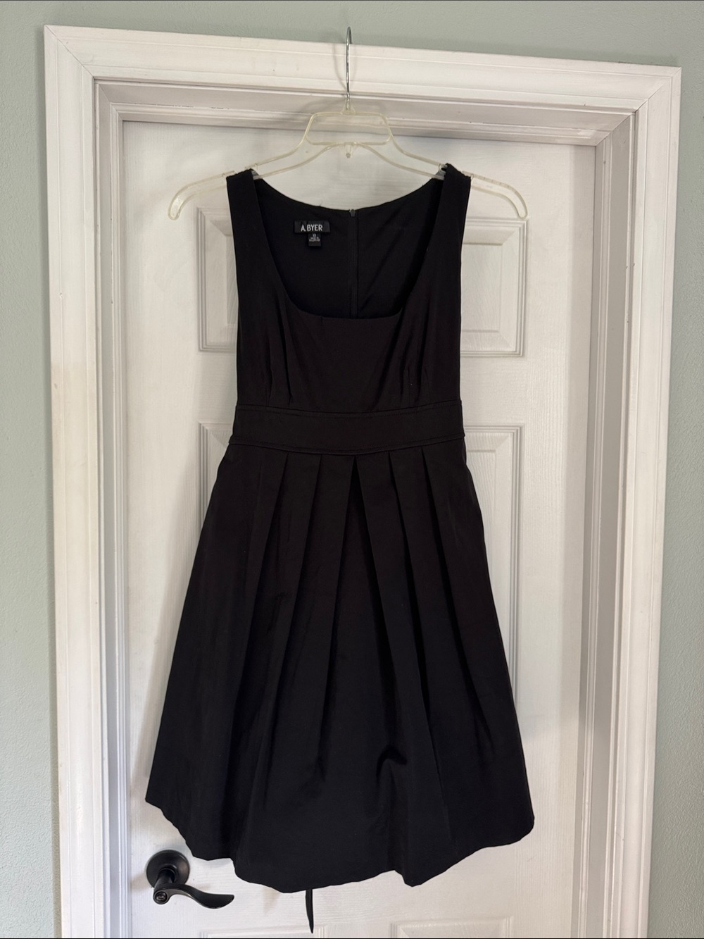 A. Byer Black Pleated Fit-and-Flare Mini Dress